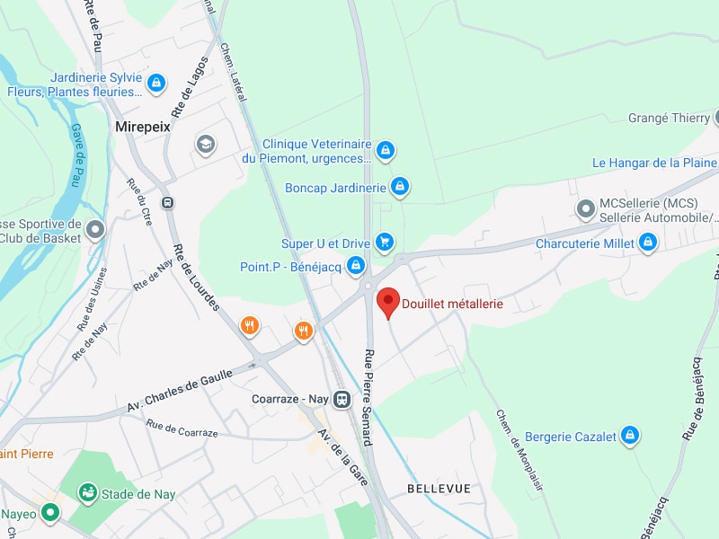 Douillet Métallerie Bénéjacq : Plan et Itinéraire Carte Google Maps de Bénéjacq avec l'emplacement de Douillet métallerie.
